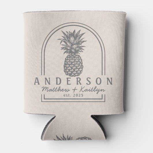 Sandcastle Pink Pineapple Wedding Arch & Name 缶クーラー (正面)