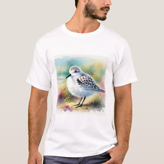Sanderling Bird 200924AREF115 - Watercolor Tシャツ (正面)