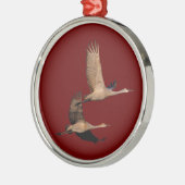 sandhillクレーンカップル メタルオーナメント (左)