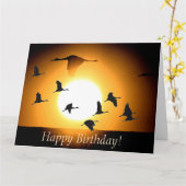 Sandhillクレーン鳥の野性生物動物の誕生日 カード (黄色い花)