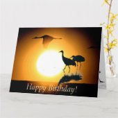 Sandhillクレーン鳥の野性生物動物の誕生日 カード (黄色い花)