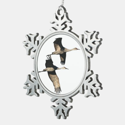 Sandhillクレーン鳥の雪片のオーナメント スノーフレークピューターオーナメント (右)