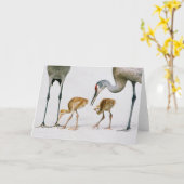 SandhillクレーンFamiyのメッセージカード カード (黄色い花)