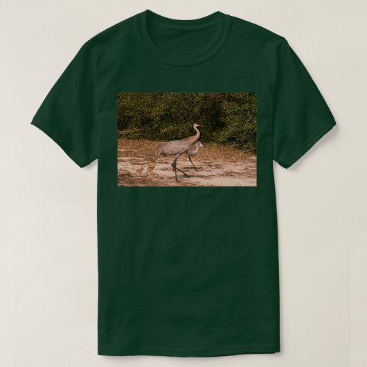 Sandhill cranes with chicks tシャツ (デザイン正面)