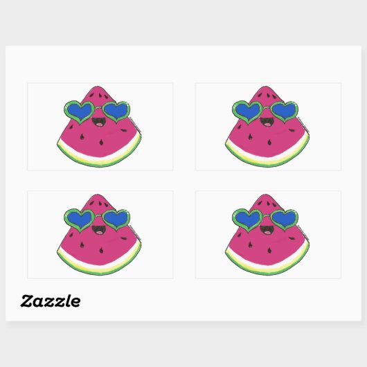 Sandía con gafas de sol 長方形シール (シート)