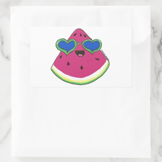 Sandía con gafas de sol 長方形シール (バッグ)