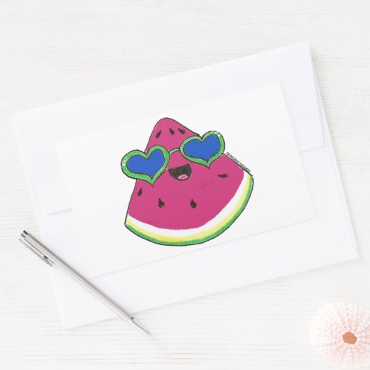 Sandía con gafas de sol 長方形シール (封筒)