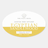 Sandlewood yellow reed diffuser oval product label 楕円形シール (正面)