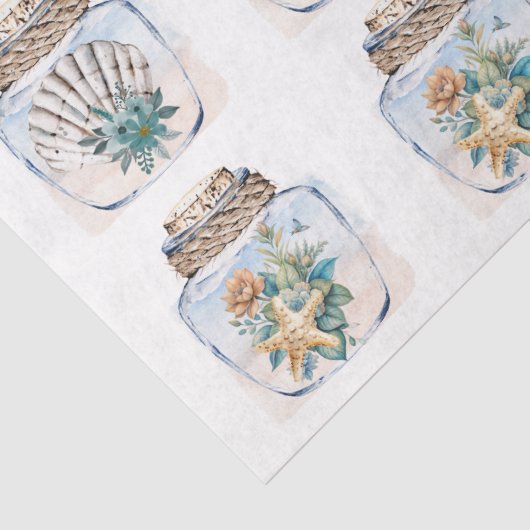 Sandpipers Flowers Shells Jar Decoupage Paper 薄葉紙 (詳細)