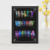 Sandra – ライトのグリーティングカードの名前（写真） カード (黄色い花)