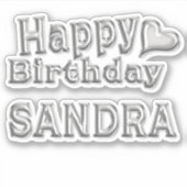 Sandra Happy Birthday silver Aufkleber Sticker シール (正面)