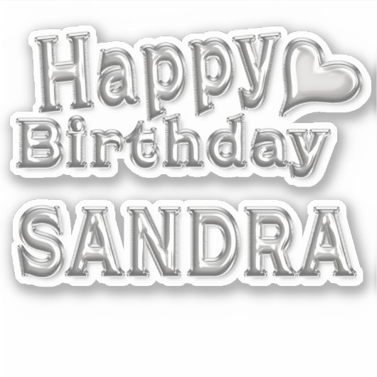 Sandra Happy Birthday silver Aufkleber Sticker シール (正面)