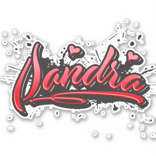 Sandra red Heart Graffiti Aufkleber Sticker シール (正面)