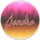 Sandra Vorname Name golden pink Aufkleber Sticker シール (正面)