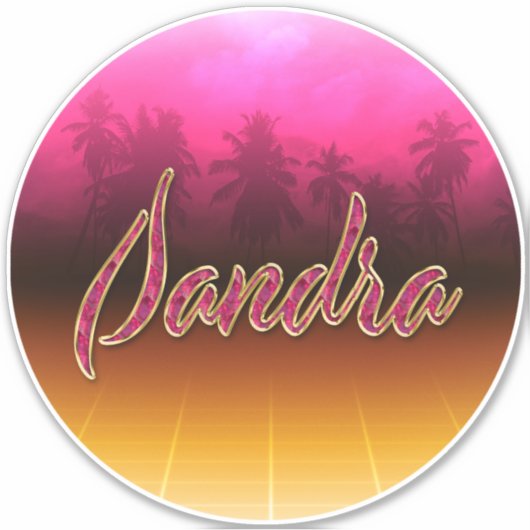 Sandra Vorname Name golden pink Aufkleber Sticker シール (正面)