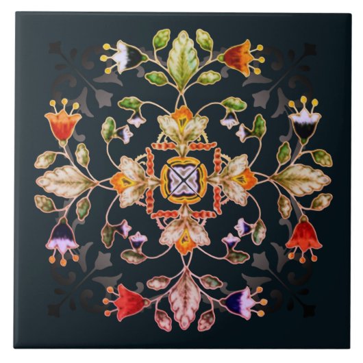 Sandstone Bar Coaster - Fiori Dark タイル (正面)