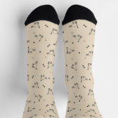 Sandstone Cat Line Art Pattern Socks ソックス (上部)