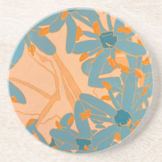 Sandstone Coaster Contemporary Leaf Design Peach コースター
