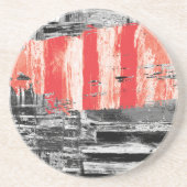 Sandstone Coaster – Red Pulse Abstract Design コースター (正面)