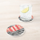 Sandstone Coaster – Red Pulse Abstract Design コースター (側面)
