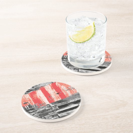 Sandstone Coaster – Red Pulse Abstract Design コースター (側面)