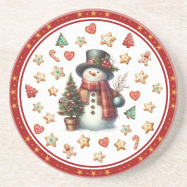 Sandstone Coaster Snowman and Christmas Cookies コースター