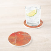 Sandstone Coaster with red hot marble art design コースター (側面)