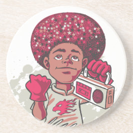 Sandstone Coaster – YOUTH Power Afro & Boombox  コースター