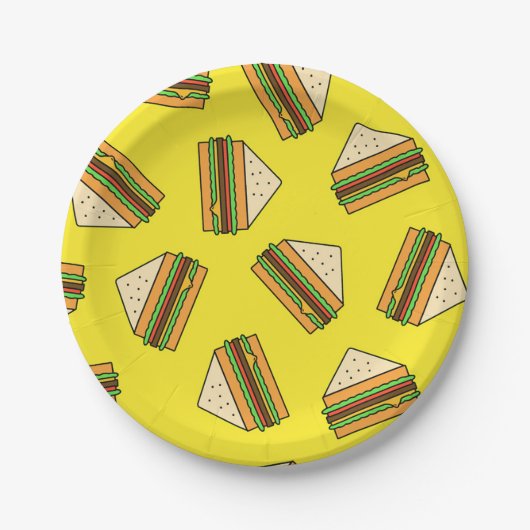 Sandwich Seamless Pattern | Sandwich Puns| Sandwic ペーパープレート (正面)