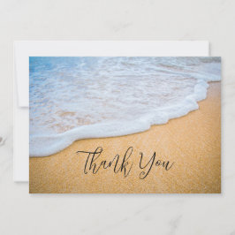 SandyビーチとFoamy Surf写真 サンキューカード