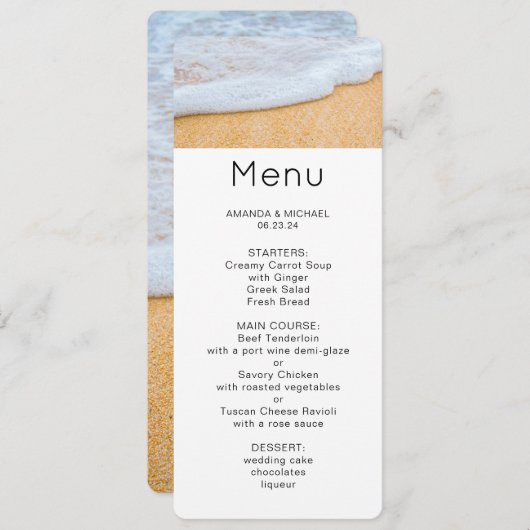 SandyビーチとFoamy Surf写真 招待状 (正面/裏面)