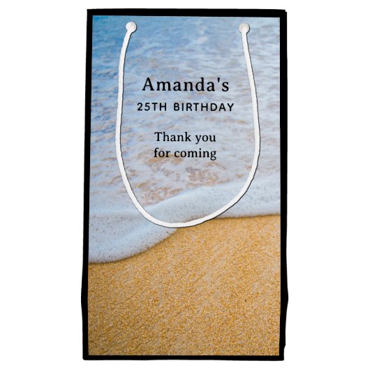 SandyビーチとFoamy Surf -誕生日ありがとう スモールペーパーバッグ (正面)
