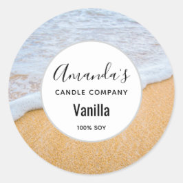 SandyビーチとFoamy Surf Candle Business ラウンドシール