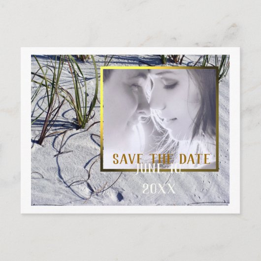 Sandyビーチ写真の保存日付 案内ポストカード (正面)