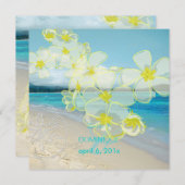 Sandyビーチ/プルメリアの宛先結婚式 招待状 (正面/裏面)