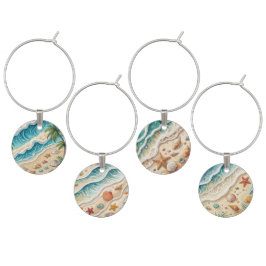 SANDY BEACH WITH SEASHELLS AND WAVES ワインチャーム