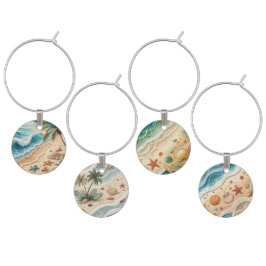 SANDY BEACH WITH SEASHELLS AND WAVES ワインチャーム