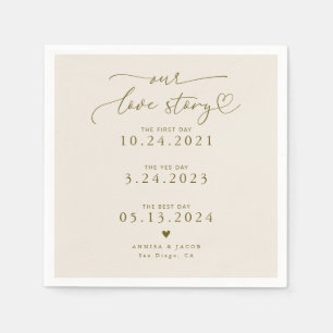 Sandy Beige Our Love Story エレガント Script結婚's スタンダードカクテルナプキン