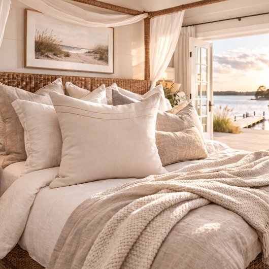 Sandy Champagne Waves Throw Pillow クッション