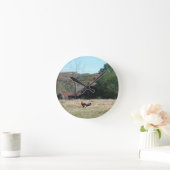 Sandy Clossによる農場での鶏の写真。 ラウンド壁時計 (ホーム)