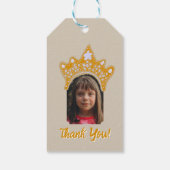 Sandy Cream Princess Crown Floral Photo Birthday ギフトタグ (裏面)