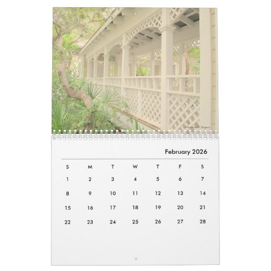 Sandy Footpaths & Picket Fences - 2026 Calendar カレンダー (2月 2026)