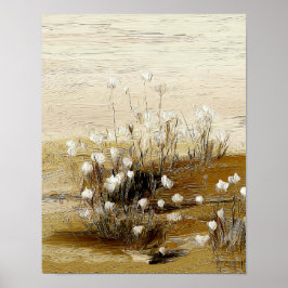 Sandy Meadow Wildflowers #3 – Warm Botanical Art ポスター