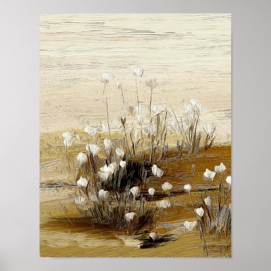 Sandy Meadow Wildflowers #3 – Warm Botanical Art ポスター (正面)