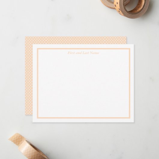 Sandy Pale Peach and White Polka Dot Note Cards ノートカード (正面/裏面インサイチュ)