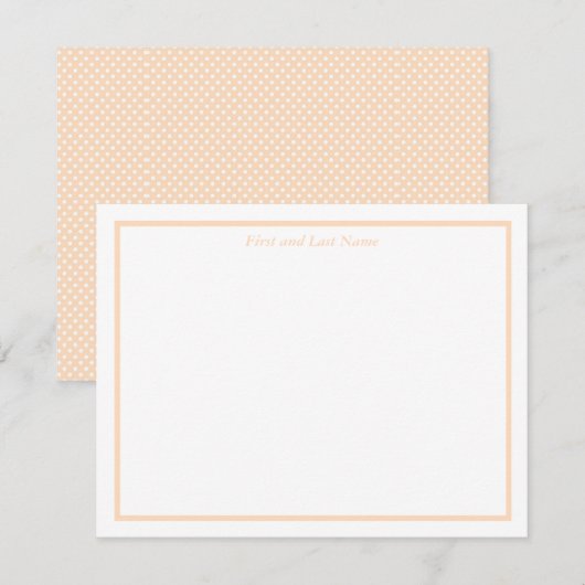 Sandy Pale Peach and White Polka Dot Note Cards ノートカード (正面/裏面)
