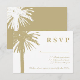 Sandy palm tree RSVPビーチ結婚式応答カード 出欠カード
