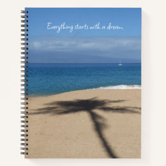 Sandy Palm Tree Shadow Photo Large Spiralノートブック ノートブック
