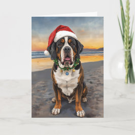 Sandy Paws & Holiday Claus – St. Bernard Christmas カード