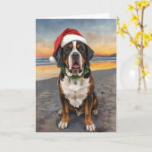 Sandy Paws & Holiday Claus – St. Bernard Christmas カード (黄色い花)
